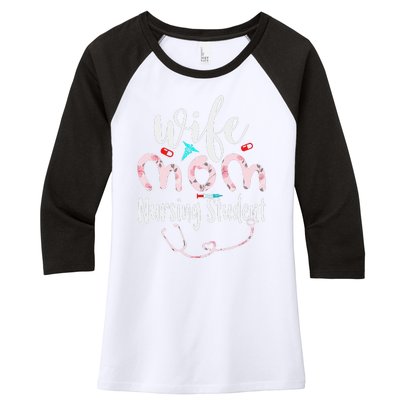 Womens Wife Mom Nursing Student Mom Mothers Day Nurses Women's Tri-Blend 3/4-Sleeve Raglan Shirt