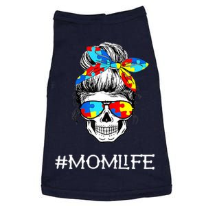 Wo Wo Mom Skull Tired Exhausted Autism Awareness Mama Wo Doggie Tank