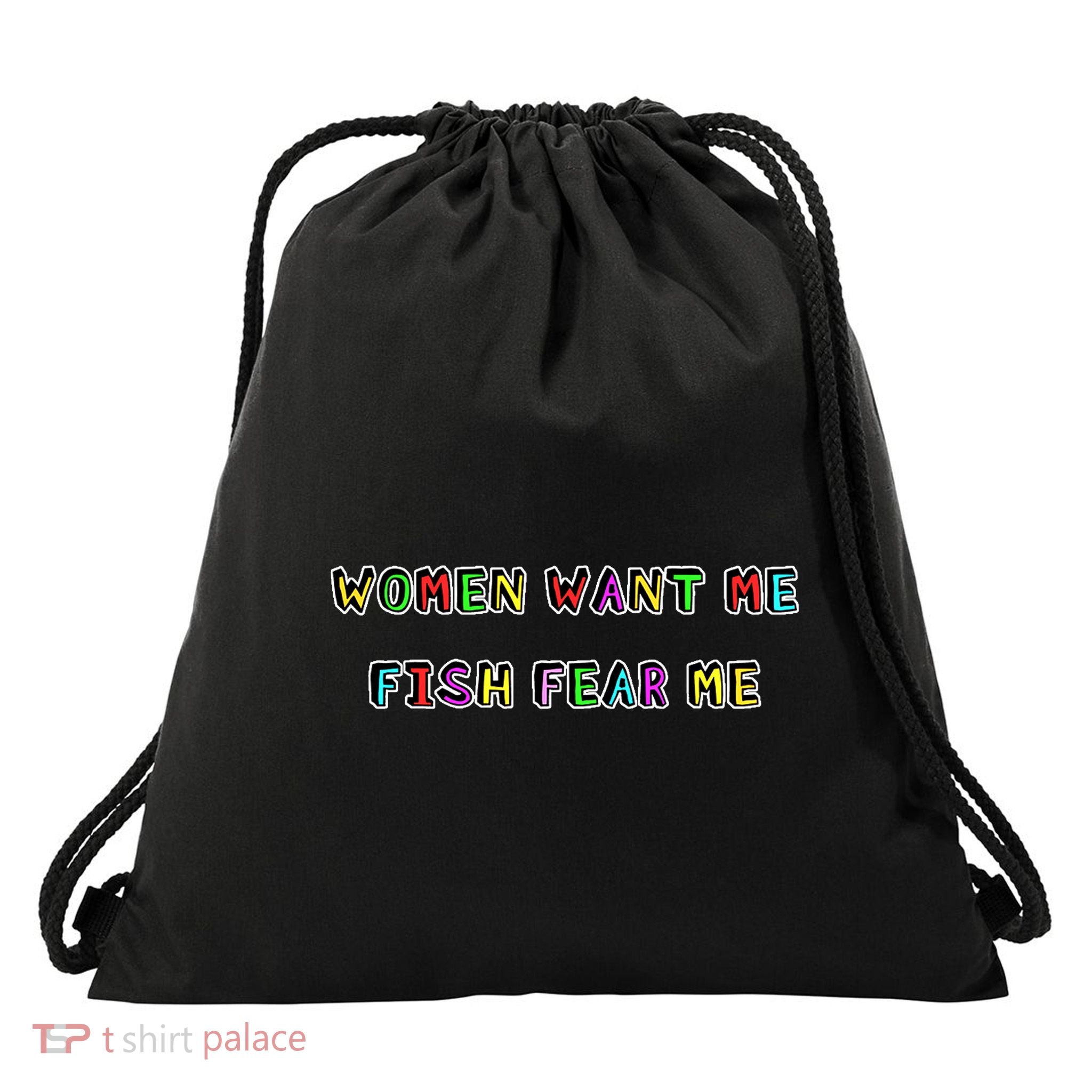 Women Want Me Fish Fear Me Funny Fishing Drawstring Bag