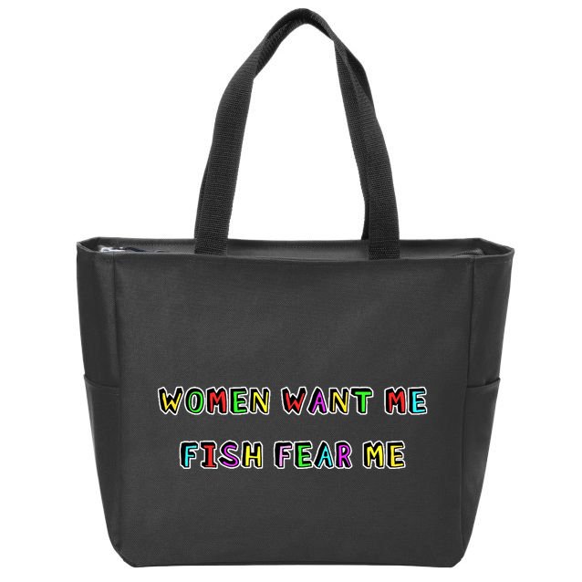 Women Want Me Fish Fear Me Funny Fishing Zip Tote Bag