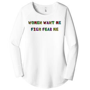 Women Want Me Fish Fear Me Funny Fishing Women's Perfect Tri Tunic Long Sleeve Shirt