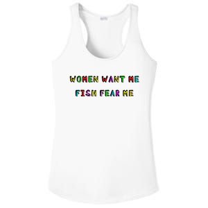 Women Want Me Fish Fear Me Funny Fishing Ladies PosiCharge Competitor Racerback Tank