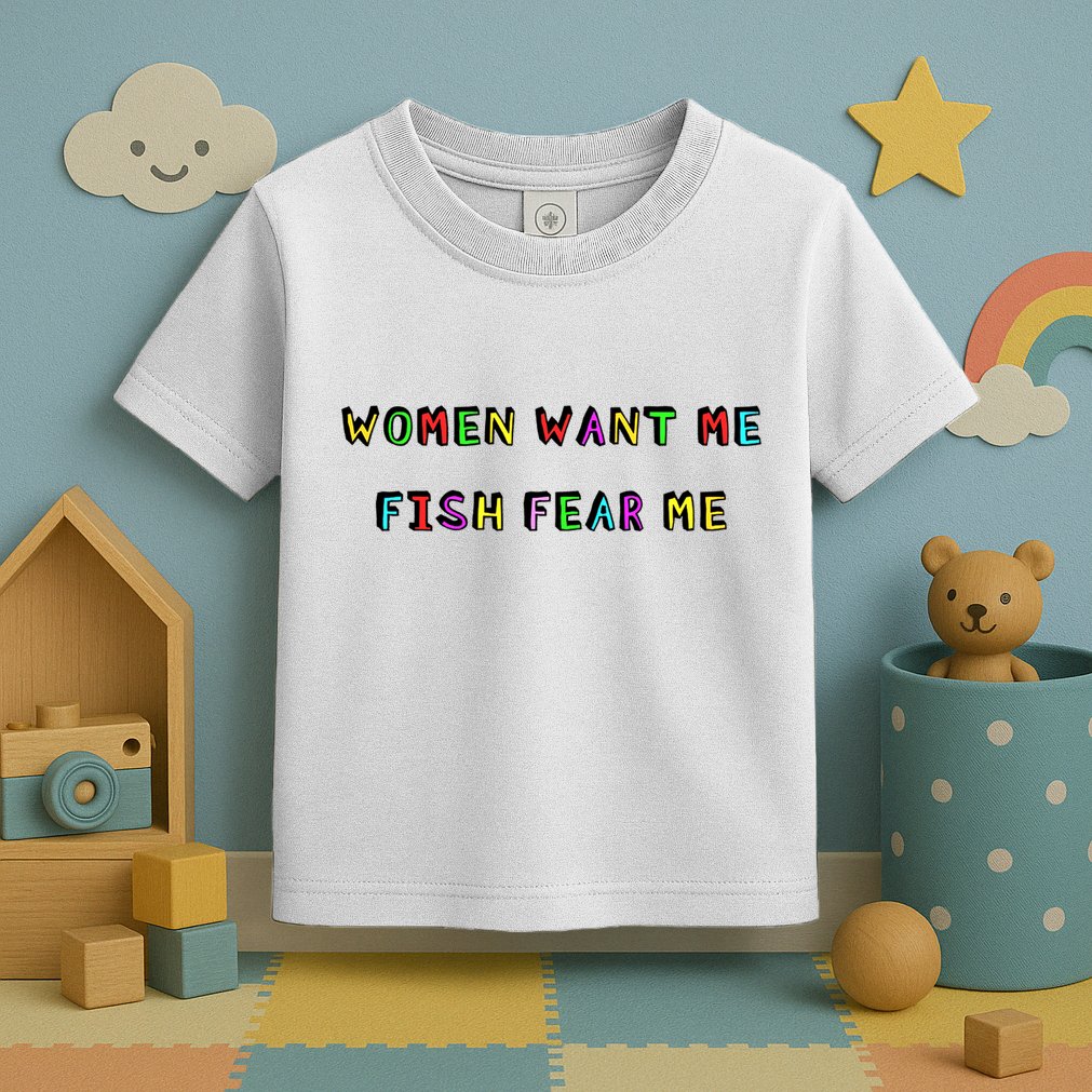 Women Want Me Fish Fear Me Funny Fishing Toddler T-Shirt