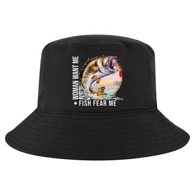 Women Want Me Fish Fear Me Bass Fisherman Funny Cool Comfort Performance Bucket Hat