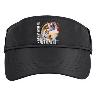 Women Want Me Fish Fear Me Bass Fisherman Funny Adult Drive Performance Visor