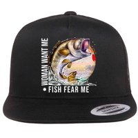 Women Want Me Fish Fear Me Bass Fisherman Funny Flatbill Hat