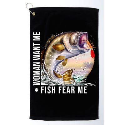 Women Want Me Fish Fear Me Bass Fisherman Funny Golf Towel