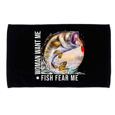 Women Want Me Fish Fear Me Bass Fisherman Funny Microfiber Hand Towel