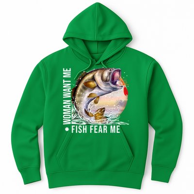 Women Want Me Fish Fear Me Bass Fisherman Funny Hoodie