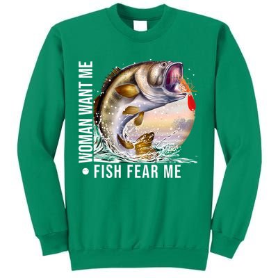 Women Want Me Fish Fear Me Bass Fisherman Funny Sweatshirt
