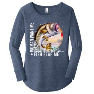 Women Want Me Fish Fear Me Bass Fisherman Funny Women's Perfect Tri Tunic Long Sleeve Shirt