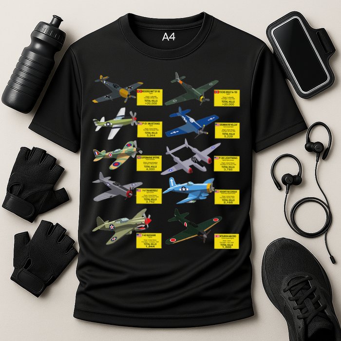 Ww2 Warplanes Most Lethal Airplanes P51 Mustang Performance Shirt