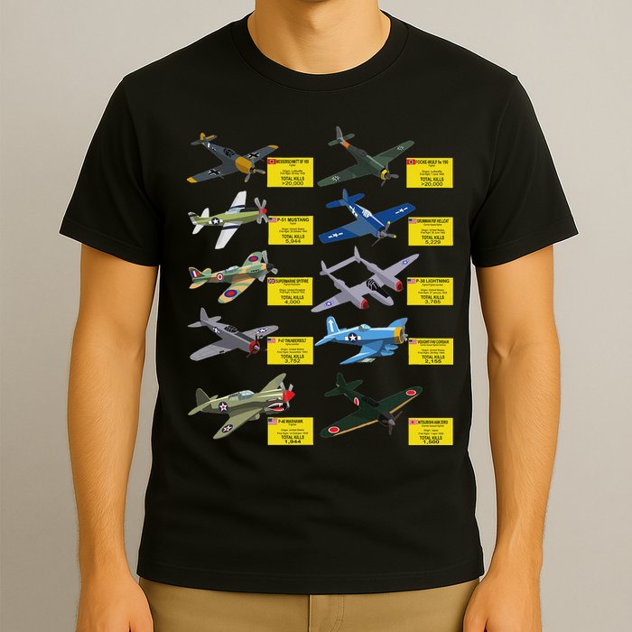 Ww2 Warplanes Most Lethal Airplanes P51 Mustang T-Shirt