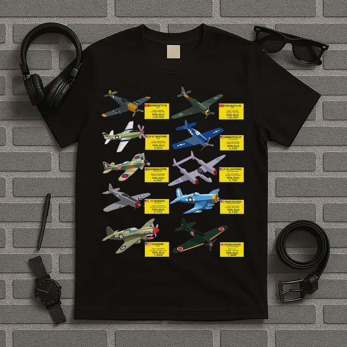 Ww2 Warplanes Most Lethal Airplanes P51 Mustang T-Shirt
