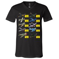 Ww2 Warplanes Most Lethal Airplanes P51 Mustang V-Neck T-Shirt