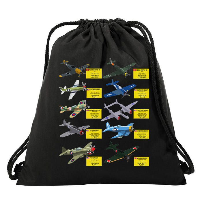 Ww2 Warplanes Most Lethal Airplanes P51 Mustang Drawstring Bag