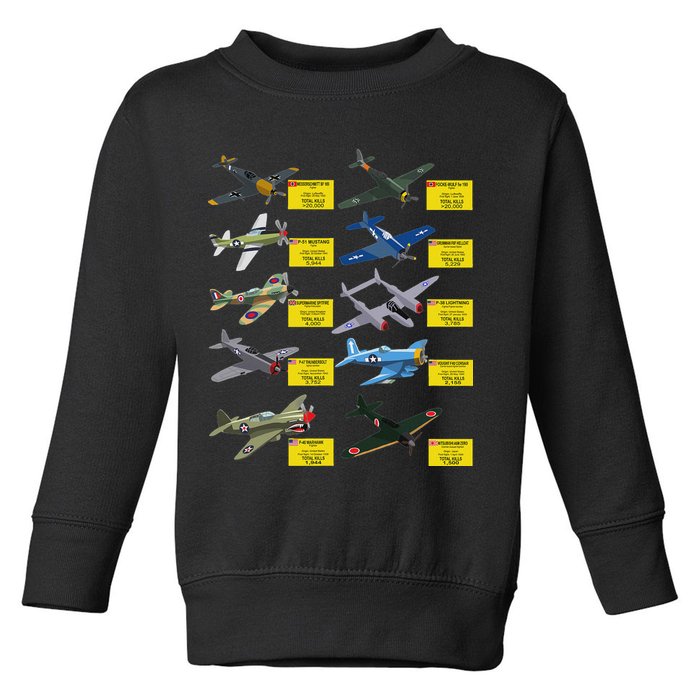 Ww2 Warplanes Most Lethal Airplanes P51 Mustang Toddler Sweatshirt