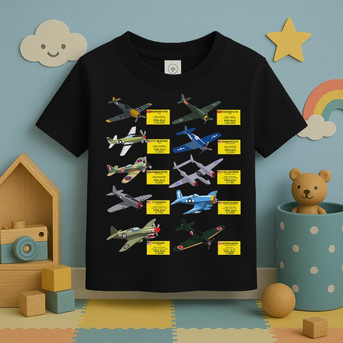 Ww2 Warplanes Most Lethal Airplanes P51 Mustang Toddler T-Shirt