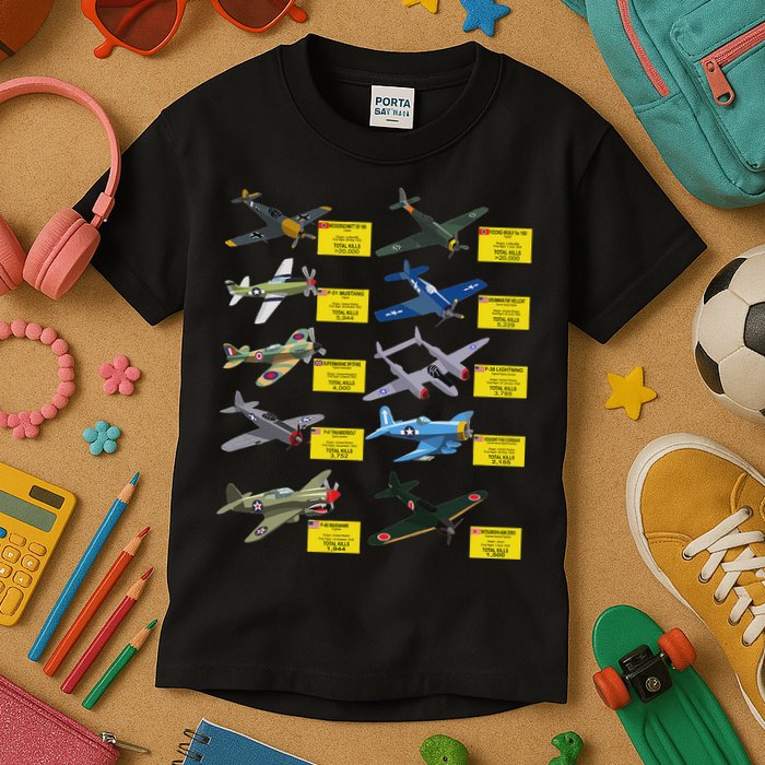 Ww2 Warplanes Most Lethal Airplanes P51 Mustang Kids T-Shirt