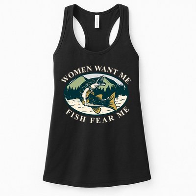 Women Want Me Fish Fear Me Funny Fishing Gift Womens Tank Top