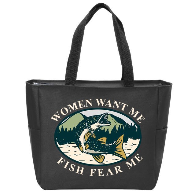 Women Want Me Fish Fear Me Funny Fishing Gift Zip Tote Bag