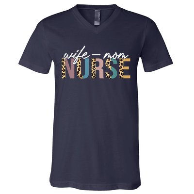 Women Wife Mom Nurse Nursing Mom Mothers Day Gift For Nurses V-Neck T-Shirt