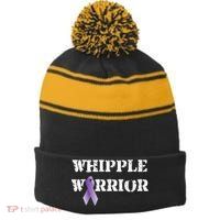 Whipple Warrior  My Battle Scars Tell A Story Stripe Pom Pom Beanie