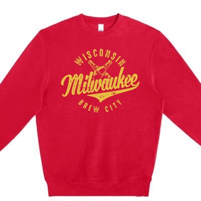 Wo Wisconsin Milwaukee Brew City Premium Crewneck Sweatshirt