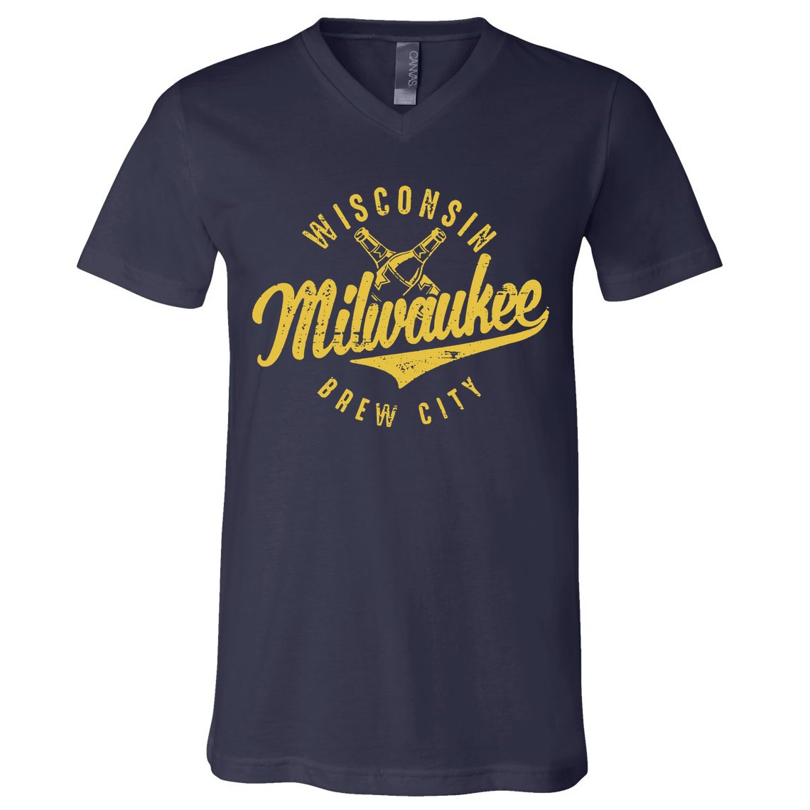 Wo Wisconsin Milwaukee Brew City V-Neck T-Shirt