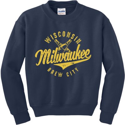Wo Wisconsin Milwaukee Brew City Kids Sweatshirt