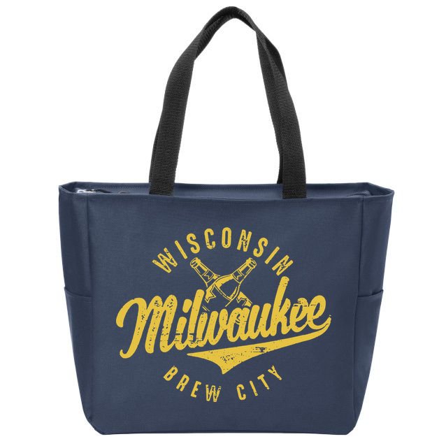 Wo Wisconsin Milwaukee Brew City Zip Tote Bag