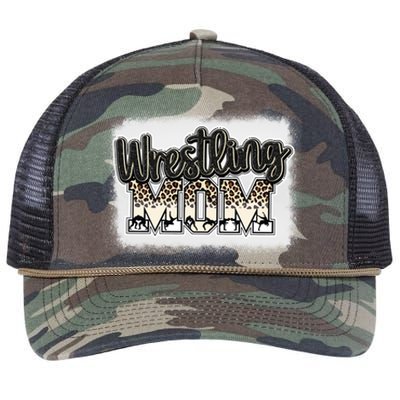 Women Wrestling Mom Bleached Leoard Wrestle Wrestler Mother Retro Rope Trucker Hat Cap