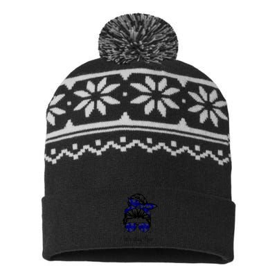 Wo Wrestling Mom Life Mothers Day Messy Bun USA-Made Snowflake Beanie