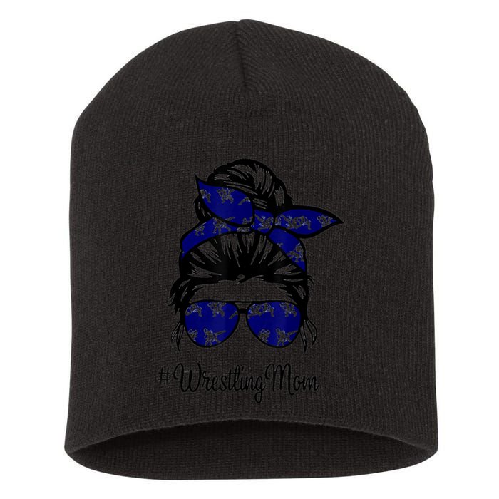 Wo Wrestling Mom Life Mothers Day Messy Bun Short Acrylic Beanie