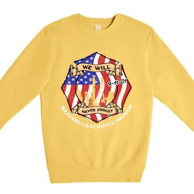 We Will Never Forget 9gift11gift01 Bravery Sacrifice Honor Gift Premium Crewneck Sweatshirt