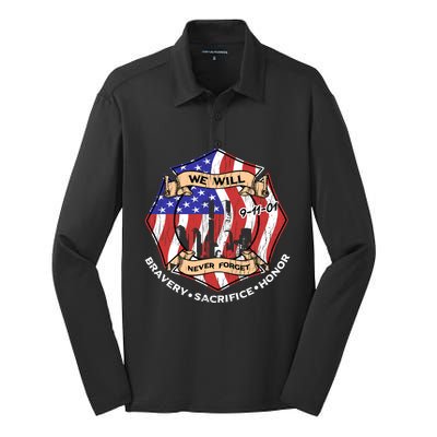 We Will Never Forget 9gift11gift01 Bravery Sacrifice Honor Gift Silk Touch Performance Long Sleeve Polo