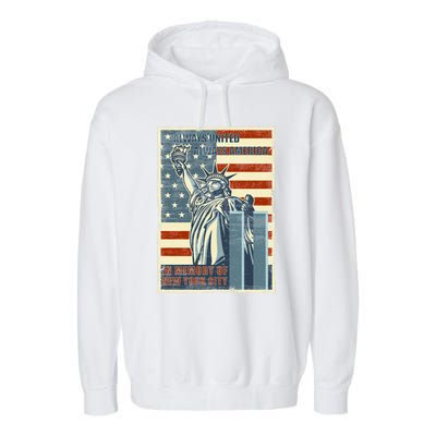 We Will Never Forget In Memory Of New York American Flag Cool Gift Garment-Dyed Fleece Hoodie