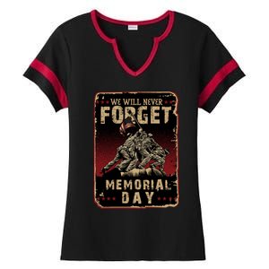 We Will Never Forget Memorial Day Great Gift Ladies Halftime Notch Neck Tee