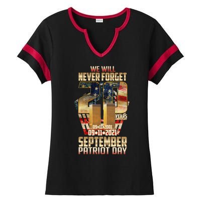 We Will Never Forget September 11 9 11 Patriot Day 20 Years Anniversary Ladies Halftime Notch Neck Tee