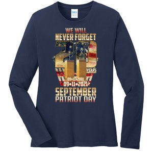 We Will Never Forget September 11 9 11 Patriot Day 20 Years Anniversary Ladies Long Sleeve Shirt