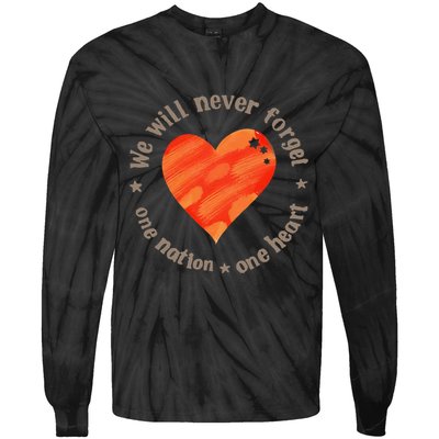 We Will Never Forget One Nation One Heart Bibas Family Tie-Dye Long Sleeve Shirt