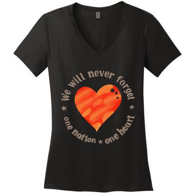 We Will Never Forget One Nation One Heart Bibas Family Women's V-Neck T-Shirt