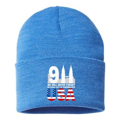 We Will Never Forget National Day Of Remembrance Patriot 911 Gift Sustainable Knit Beanie