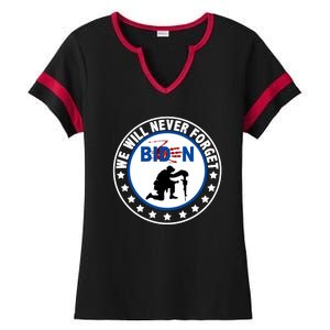 We Will Never Forget American 13 Fallen Heroes Anti Biden Ladies Halftime Notch Neck Tee