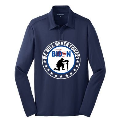 We Will Never Forget American 13 Fallen Heroes Anti Biden Silk Touch Performance Long Sleeve Polo