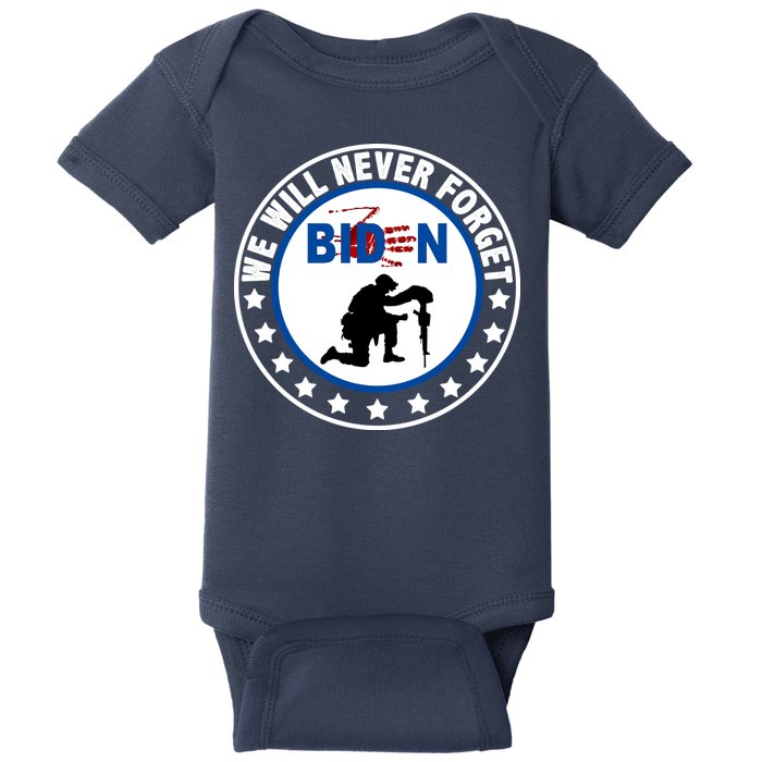 We Will Never Forget American 13 Fallen Heroes Anti Biden Baby Bodysuit