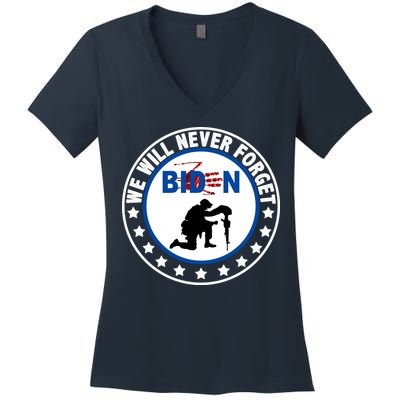 We Will Never Forget American 13 Fallen Heroes Anti Biden Women's V-Neck T-Shirt