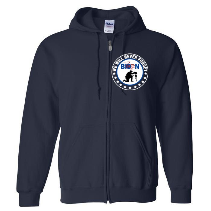 We Will Never Forget American 13 Fallen Heroes Anti Biden Full Zip Hoodie