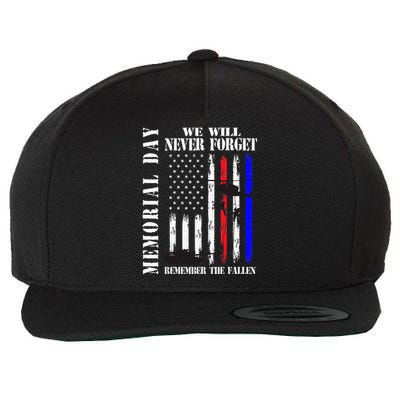 We Will Never Forget Remember The Fallen Flag Wool Snapback Cap