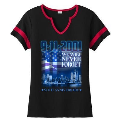 We Will Never Forget 9112021 20th Anniversary Ladies Halftime Notch Neck Tee